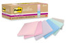 A Picture of product MMM-654R12SSNRP Post-it® Notes Super Sticky 100% Recycled Paper 3" x Wanderlust Pastels, 70 Sheets/Pad, 12 Pads/Pack