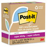 A Picture of product MMM-654R5S Post-it® Notes Super Sticky 100% Recycled Paper 3" x Oasis, 70 Sheets/Pad, 5 Pads/Pack