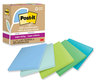 A Picture of product MMM-654R5S Post-it® Notes Super Sticky 100% Recycled Paper 3" x Oasis, 70 Sheets/Pad, 5 Pads/Pack