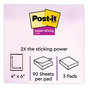 A Picture of product MMM-6603SSJOY Post-it® Notes Super Sticky Ruled Note Pads. 4 X 6 in. Summer Joy Collection Colors. 90 sheets/pad, 3 pads/pack.