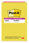 A Picture of product MMM-6603SSJOY Post-it® Notes Super Sticky Ruled Note Pads. 4 X 6 in. Summer Joy Collection Colors. 90 sheets/pad, 3 pads/pack.