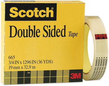 Scotch® Double-Sided Tape 3" Core, 0.75" x 36 yds, Clear