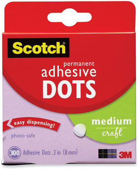 Scotch® Mounting Adhesive Dots 0.3" dia, Transparent, 300/Pack