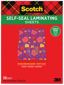 Scotch™ Self-Sealing Laminating Sheets 6 mil, 9.06 x 11.63, Gloss Clear, 50/Pack