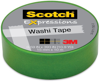 Scotch® Expressions Washi Tape 1.25" Core, 0.59" x 32.75 ft, Green