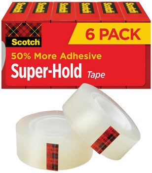 Scotch® Super-Hold Tape Refill 1" Core, 0.75" x 27.77 yds, Transparent, 6/Pack