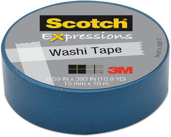 Scotch® Expressions Washi Tape 1.25" Core, 0.59" x 32.75 ft, Blue