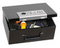 A Picture of product HWL-6108 Honeywell Steel Fireproof Safe with Keypad Lock. 0.27 cu ft. 12.7 X 10.4 X 5.5 in. Black.