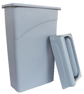 SLIM RECTANGULAR TRASH CAN – 23 GALLON GRAY