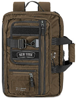 Solo Zone Nylon Briefcase/Backpack, fits Devices up to 15.6 in. 4.25 X 17.5 X 17.5 in. Bronze.