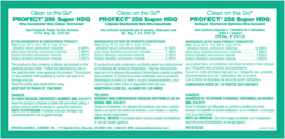 Secondary Label for Clean on the Go Profect 256 Super HDQ Disinfectant.