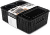 A Picture of product AVT-38398 Advantus Plastic Weave Bin Basket Bins, Assorted Sizes, Black, 10/Pack