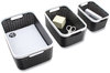 A Picture of product AVT-39220 Advantus Open Lid Storage Set Bin, Assorted Sizes, Black/White, 3/Pack