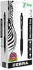 A Picture of product ZEB-23910 Zebra® Z-Grip® Retractable Ballpoint Pen Medium 0.7 mm, Black Ink, Clear/Black Barrel, 12/Pack
