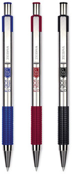 Zebra® F-301® Retractable Ballpoint Pen Fine 0.7 mm, Assorted Ink and Barrel Colors, 4/Pack