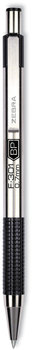 Zebra® F-301® Retractable Ballpoint Pen Bold 1.6 mm, Black Ink, Stainless Steel/Black Barrel, 2/Pack