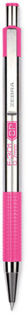Zebra® F-301® Retractable Ballpoint Pen Fine 0.7 mm, Black Ink, Stainless Steel/Pink Barrel