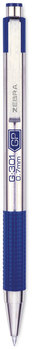 Zebra® G-301® Gel Retractable Pen Medium 0.7 mm, Blue Ink, Stainless Steel/Blue Barrel, 2/Pack