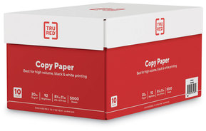 TRU RED™ Printer Paper 92 Bright, 20 lb Bond Weight, 8.5 x 11, 500 Sheets/Ream, 10 Reams/Carton