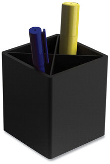 TRU RED™ Divided Plastic Pencil Cup 3.31 x 3.87, Black