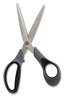 A Picture of product TUD-24380498 TRU RED™ Non-Stick Titanium-Coated Scissors 8" Long, 3.86" Cut Length, Gun-Metal Gray Blades, Gray/Black Bent Handle