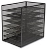 A Picture of product TUD-24402482 TRU RED™ Wire Mesh Horizontal Document Organizer Front-Load Enclosed 6 Sections, Letter-Size, 9.25 x 13.38 Matte Black