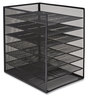 A Picture of product TUD-24402482 TRU RED™ Wire Mesh Horizontal Document Organizer Front-Load Enclosed 6 Sections, Letter-Size, 9.25 x 13.38 Matte Black