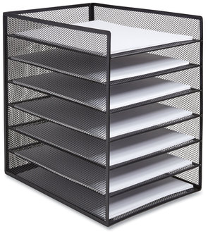 TRU RED™ Wire Mesh Horizontal Document Organizer Front-Load Enclosed 6 Sections, Letter-Size, 9.25 x 13.38 Matte Black