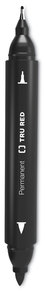 TRU RED™ Permanent Marker Pen-Style Twin-Tip, Extra-Fine/Fine Bullet/Needle Tips, Black, 4/Pack
