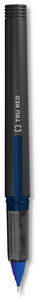 TRU RED™ Roller Ball Pen Stick, Fine 0.5 mm Needle Tip, Blue Ink, Black/Blue/Clear Barrel, Dozen