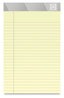 A Picture of product TUD-24419916 TRU RED™ Narrow Rule Medium-Weight Notepads. 5 X 8 in. Canary Yellow. 50 sheets/notebook, 12/pack.