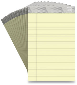 TRU RED™ Narrow Rule Medium-Weight Notepads. 5 X 8 in. Canary Yellow. 50 sheets/notebook, 12/pack.