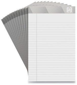 TRU RED™ Narrow Rule Medium-Weight Notepads. 5 X 8 in. White. 50 sheets/notebook, 12/pack.