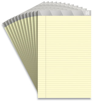 TRU RED™ Wide/Legal Rule Medium-Weight Notepads. 8.5 X 14 in. Canary Yellow. 50 sheets/notebook, 12/pack.