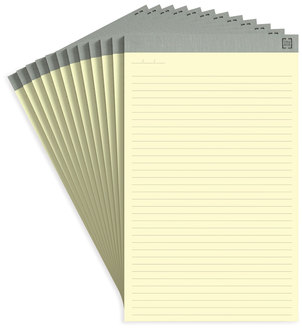 TRU RED™ Wide/Legal Rule Heavyweight Notepads. 8.5 X 14 in. Canary Yellow. 50 sheets/notebook, 12/pack.