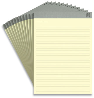 TRU RED™ Narrow Rule Heavyweight Notepads. 8.5 X 11.75 in. Canary-Yellow. 50 sheets/notebook, 12/pack.