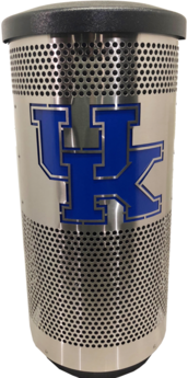 Flat Top Recycling Receptacle with University of Kentucky Custom Logo. 20 gal. Shiny Finish Stainless Steel.