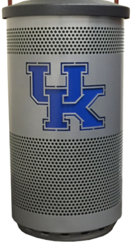 Hood Top Recycling Receptacle. 35 gal. University of Kentucky Custom Logo. Matte Finish