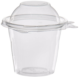 SafeSeal™ PET Plastic Tamper-Evident/Resistant Snack Cups with Dome Lids. 12 oz. Clear. 4 sleeves, 64 cups/sleeve.