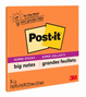 A Picture of product MMM-BN11O Post-it® Super Sticky Big Notes, Unruled. 11 X 11 in. Neon Orange. 30 sheets/pad.