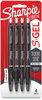 A Picture of product SAN-2096134 Sharpie® S-Gel™ High-Performance Pen Gel Retractable, Medium 0.7 mm, Black Ink, Barrel, 4/Pack
