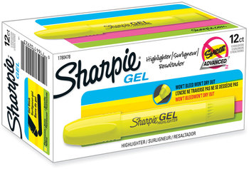 Sharpie® Gel Highlighters Fluorescent Yellow Ink, Bullet Tip, Barrel