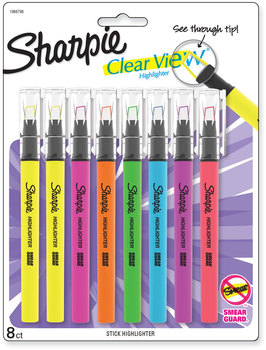 Sharpie® Clearview Pen-Style Highlighter Assorted Ink Colors, Chisel Tip, Barrel 8/Pack