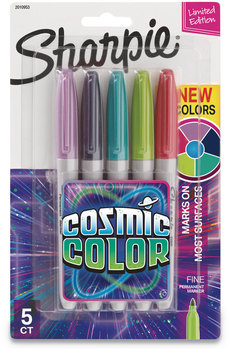 Sharpie® Cosmic Color Permanent Markers Medium Bullet Tip, Assorted Colors, 5/Pack