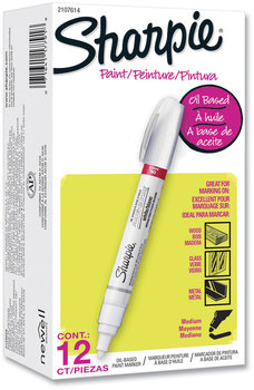 Sharpie® Permanent Paint Marker Medium Bullet Tip, White, Dozen