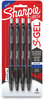 A Picture of product SAN-2116200 Sharpie® S-Gel™ High-Performance Pen Gel Retractable, Fine 0.5 mm, Blue Ink, Black Barrel, 4/Pack