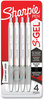 A Picture of product SAN-2126207 Sharpie® S-Gel™ Fashion Barrel Pen Gel Retractable, Medium 0.7 mm, Black Ink, Pearl White 4/Pack