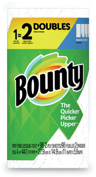 Bounty® Select-a-Size Kitchen Roll Paper Towels 2-Ply, 5.9 x 11, White, 98 Sheets/Roll, 24 Rolls/Carton