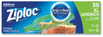 Ziploc® Sandwich Seal Top Bags 8" x 7", Clear, 30/Box