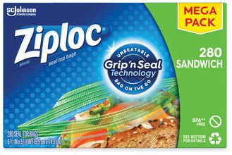 Ziploc® Sandwich Seal Top Bags 6.5" x 5.88", Clear, 280/Box